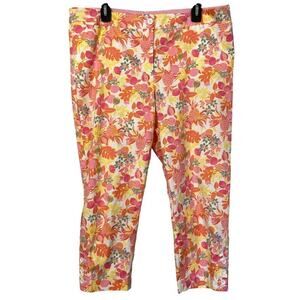 Talbots Perfect Crop Petite Womens Pink Floral Cropped Khakis Pants sz 16P